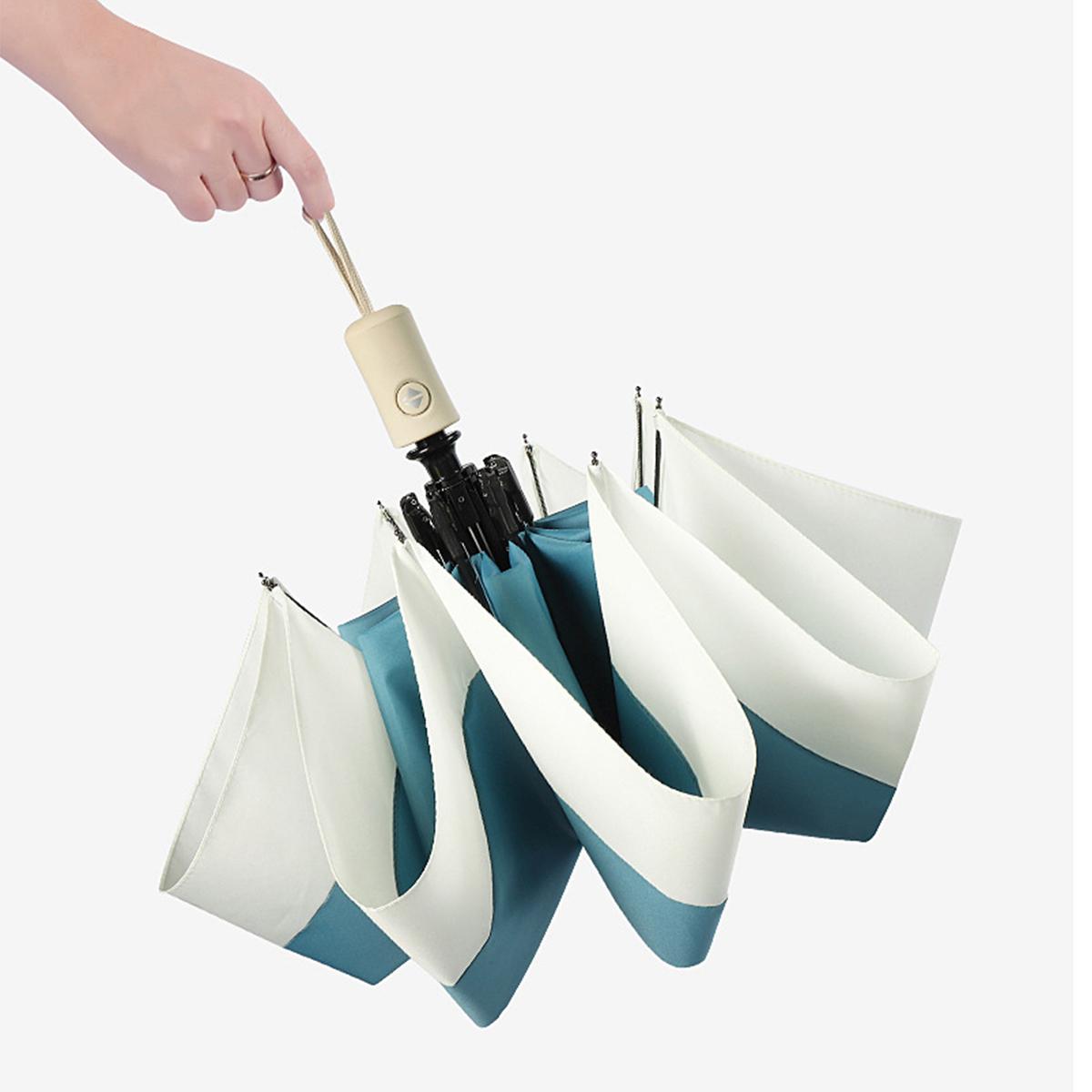 Зонт с тремя сложениями, самораскрывающийся и самозакрывающийся, корейский складной солнцезащитный зонт синего и белого цвета
Зонт с тремя сложениями, самораскрывающийся и самозакрывающийся, корейский складной солнцезащитный зонт синего и белого цвета