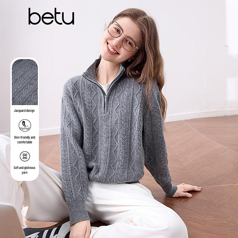 BETU Women s 2025 Autumn Half-Zip Jacquard Knit Sweater S
BETU Women s 2025 Autumn Half-Zip Jacquard Knit Sweater S