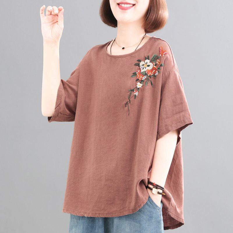 Women s Retro Korean Style Plus Size Embroidered Cotton Linen T-Shirt L (105-120 jin) кавовий
Women s Retro Korean Style Plus Size Embroidered Cotton Linen T-Shirt L (105-120 jin) кавовий