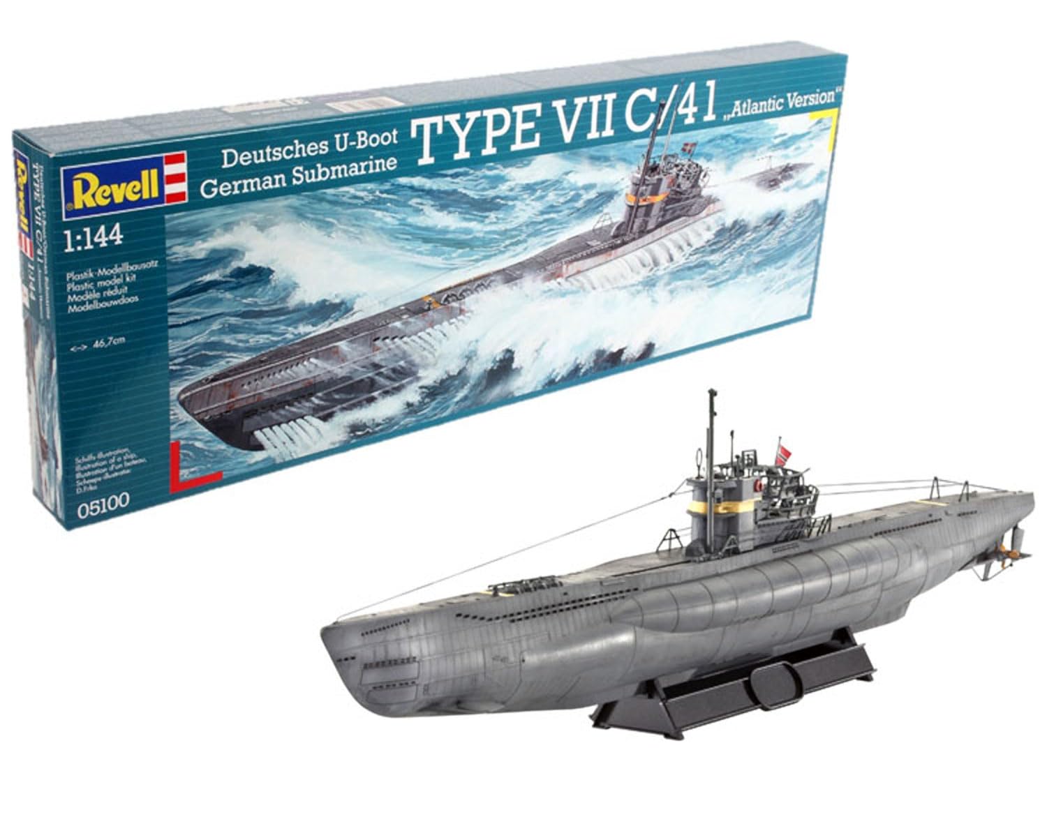 German Revell Type 05100 Plastic Model 1/144 U-Boat VIIC/41
German Revell Type 05100 Plastic Model 1/144 U-Boat VIIC/41