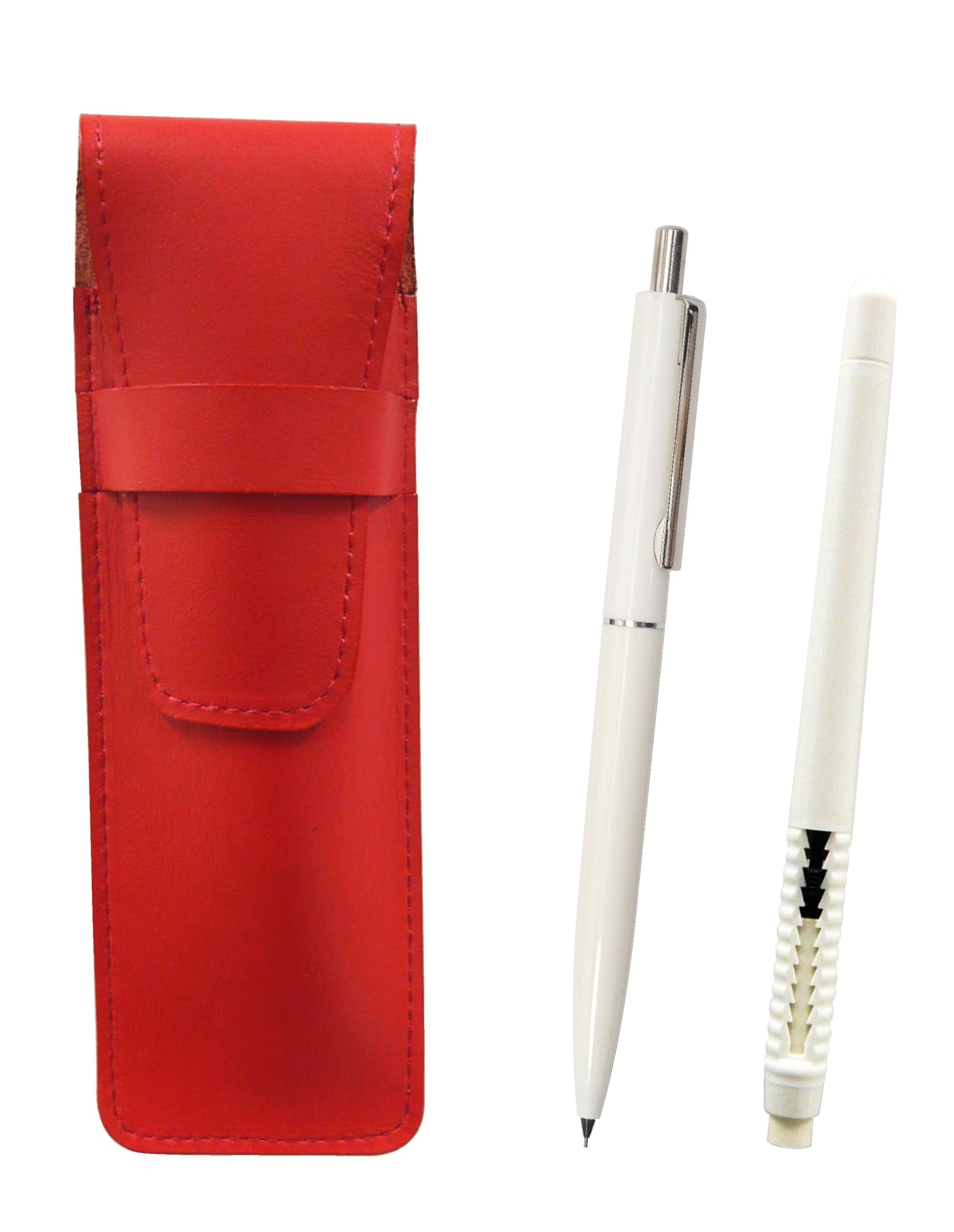 Slim Cowhide Pencil Case Red Eraser White and AP150 1965 Reprint Edition Ladies Mechanical Pencil Set with Metal Clip White 2-Pack Pen-shaped
Slim Cowhide Pencil Case Red Eraser White and AP150 1965 Reprint Edition Ladies Mechanical Pencil Set with Metal Clip White 2-Pack Pen-shaped