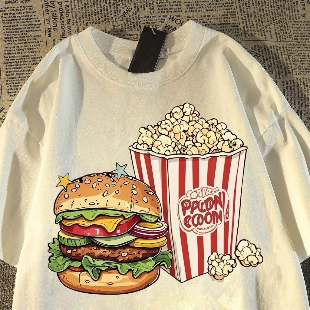 Fashionable pattern Tshirt 100 cotton simple and retro hamburger and corn chip pattern loose and comfortable Tshirt S
Fashionable pattern Tshirt 100 cotton simple and retro hamburger and corn chip pattern loose and comfortable Tshirt S