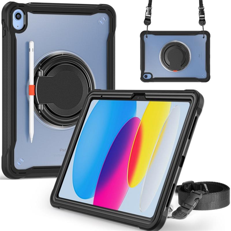 For iPad (2025)/10.9 (2022) 360-Degree Rotating Kickstand PC+TPU Cover Shockproof Portable Tablet Case with Shoulder Strap Black
For iPad (2025)/10.9 (2022) 360-Degree Rotating Kickstand PC+TPU Cover Shockproof Portable Tablet Case with Shoulder Strap Black