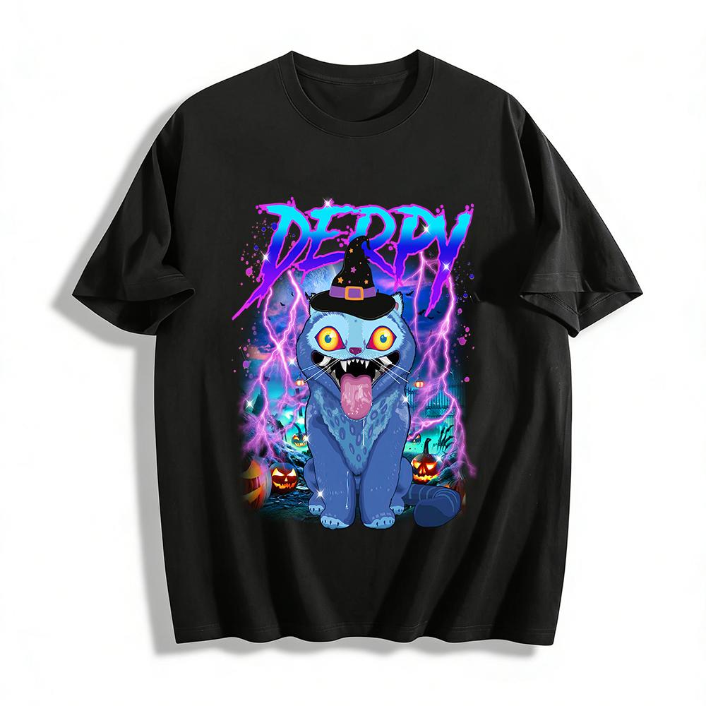 Halloween Derpy Wizard Blue Cat Print Top Trendy Festival Vibe Casual T-Shirt Pure cotton T-shirt XXS
Halloween Derpy Wizard Blue Cat Print Top Trendy Festival Vibe Casual T-Shirt Pure cotton T-shirt XXS