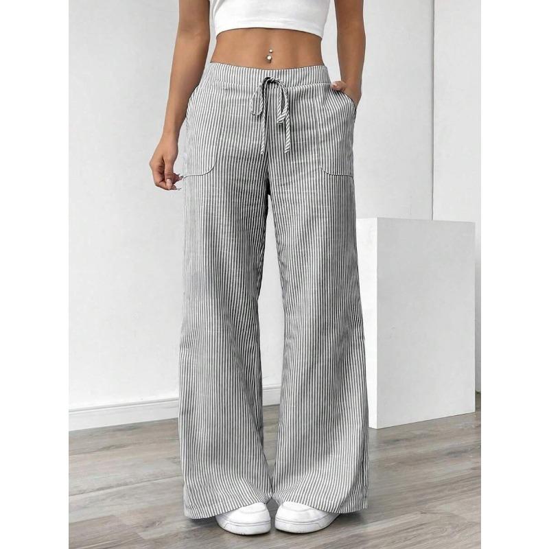 Women s Striped Drawstring Waist Wide Leg Pants With Pockets S
Women s Striped Drawstring Waist Wide Leg Pants With Pockets S