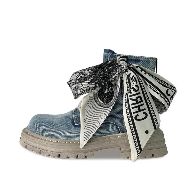 Denim Flat Ankle Boots Women Fashion Shoes 2024autumn and Winter Thick Sole Designer Chelsea Boots Lace Up Women Boots Zapatilla 35 світло-синій колір
Denim Flat Ankle Boots Women Fashion Shoes 2024autumn and Winter Thick Sole Designer Chelsea Boots Lace Up Women Boots Zapatilla 35 світло-синій колір