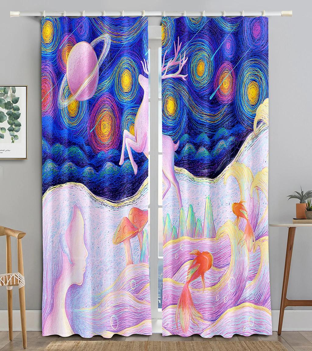 Green Forest Elk High Blackout Drapes Fairyland World Pink Starry Sky Curtains Bedroom Space Hotel Universal Modern Fashion Design W55 X H120cm X 2&HOOK
Green Forest Elk High Blackout Drapes Fairyland World Pink Starry Sky Curtains Bedroom Space Hotel Universal Modern Fashion Design W55 X H120cm X 2&HOOK
