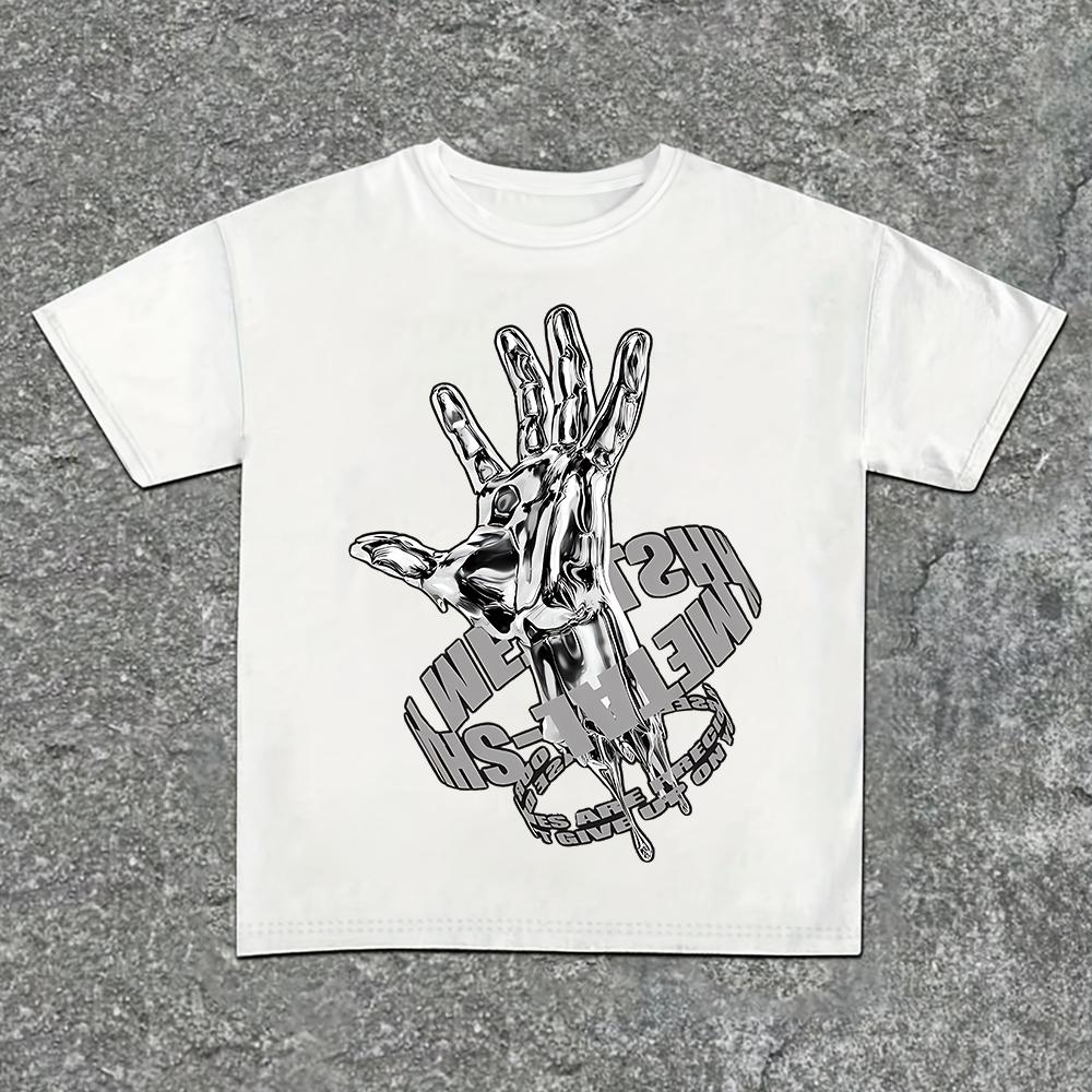 Y2K Metallic Hand Print T-Shirt Men Women Hip Hop Streetwear Oversized Cotton Short Sleeve T Shirt Summer Harajuku Punk Tops Tee S
Y2K Metallic Hand Print T-Shirt Men Women Hip Hop Streetwear Oversized Cotton Short Sleeve T Shirt Summer Harajuku Punk Tops Tee S