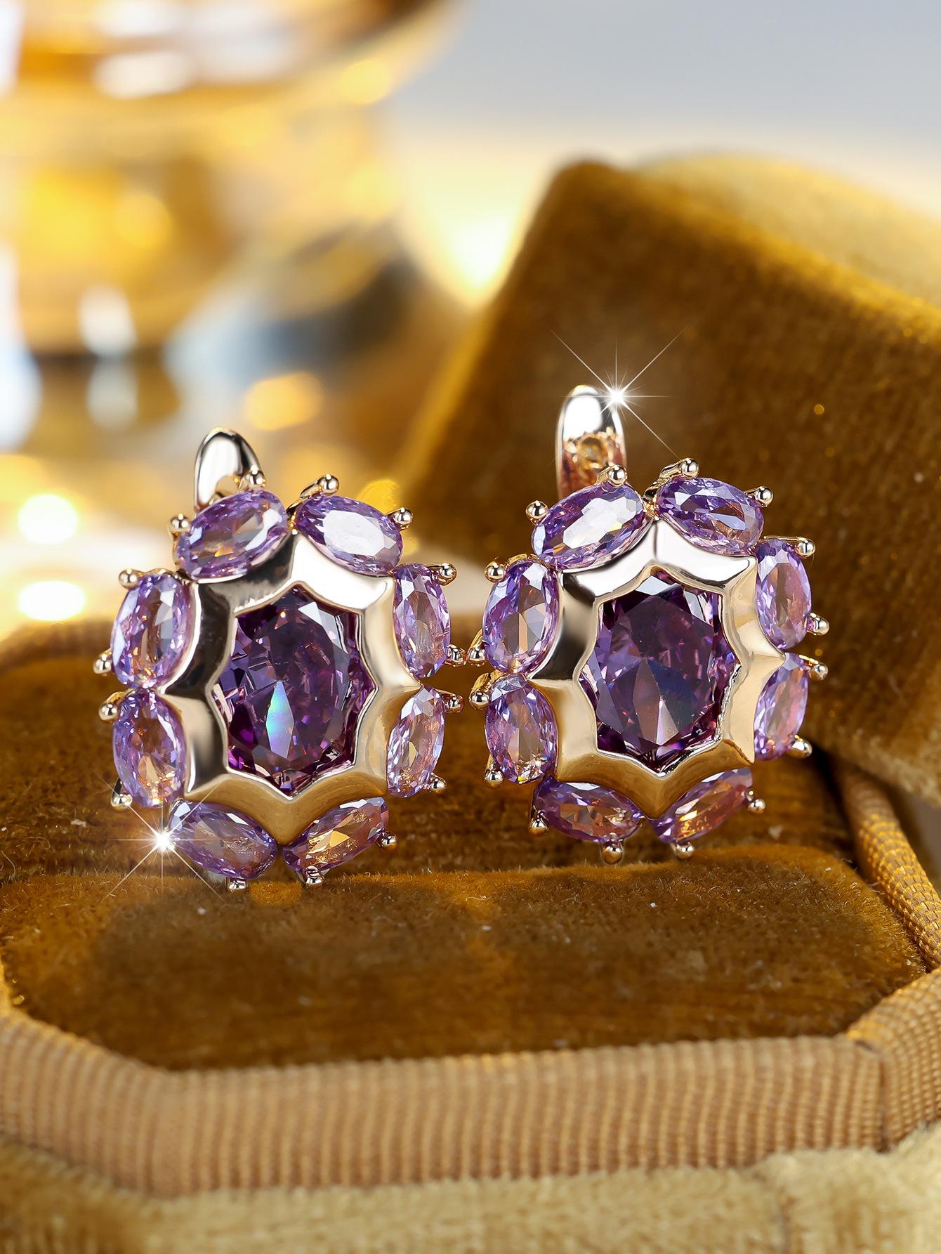 Popular egg-shaped colored zircon polygonal ear buckles, versatile women s earrings
Popular egg-shaped colored zircon polygonal ear buckles, versatile women s earrings