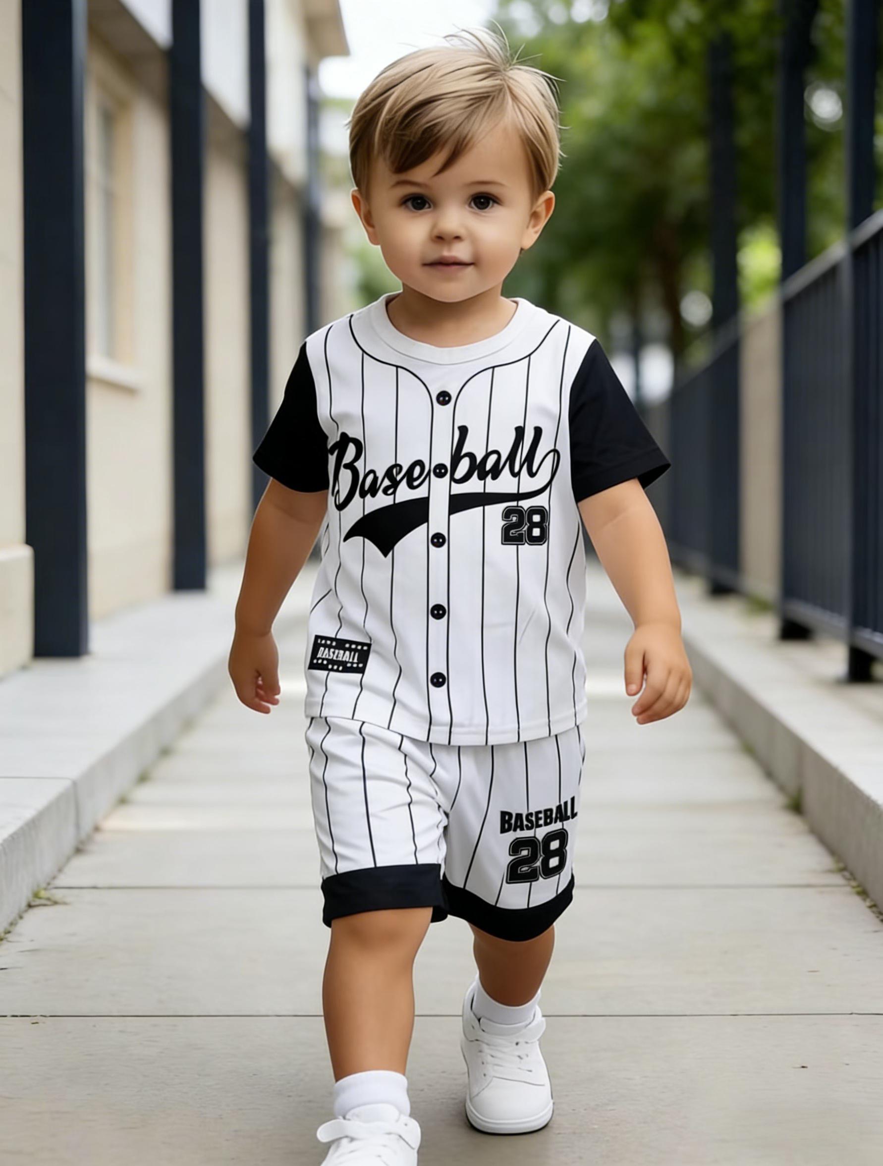 Toddler Boys Cool Baseball Jersey Print 2-Piece Outfit, Summer Black & White Sporty Clothes for Kids, Perfect for Playwear & Outdoor 5-6Y білий
Toddler Boys Cool Baseball Jersey Print 2-Piece Outfit, Summer Black & White Sporty Clothes for Kids, Perfect for Playwear & Outdoor 5-6Y білий