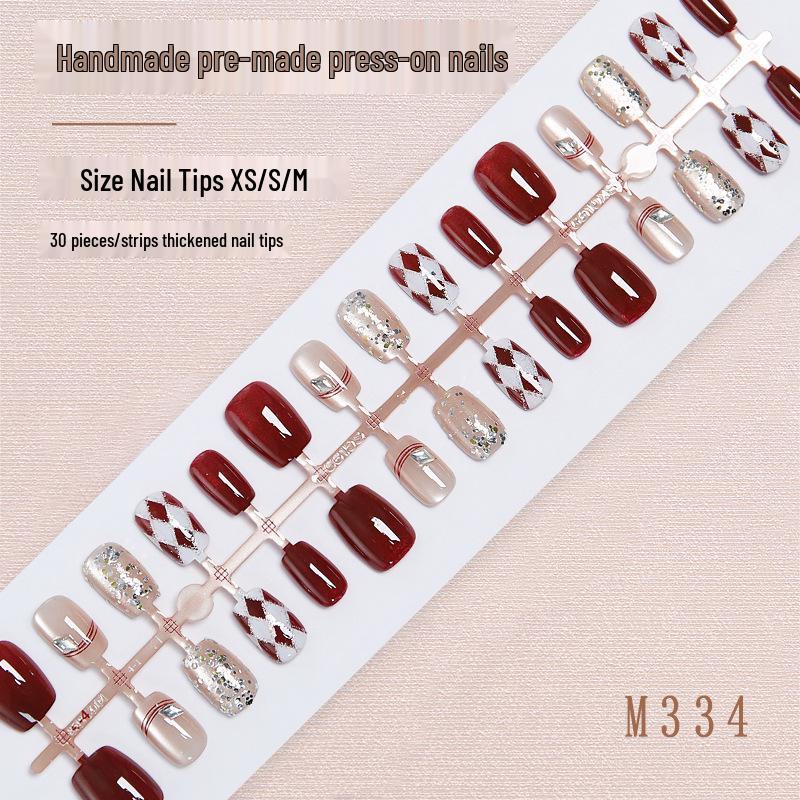 Vintage Burgundy Plaid Cat Eye Rhinestone Press-on Nails - Spring/Summer Handmade Short Wearable Tips
Vintage Burgundy Plaid Cat Eye Rhinestone Press-on Nails - Spring/Summer Handmade Short Wearable Tips