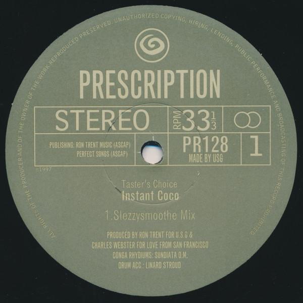 12inch Record TASTER S CHOICE - Instant Coco PR128 Prescription 1997 US Dance & Electronica Used
12inch Record TASTER S CHOICE - Instant Coco PR128 Prescription 1997 US Dance & Electronica Used