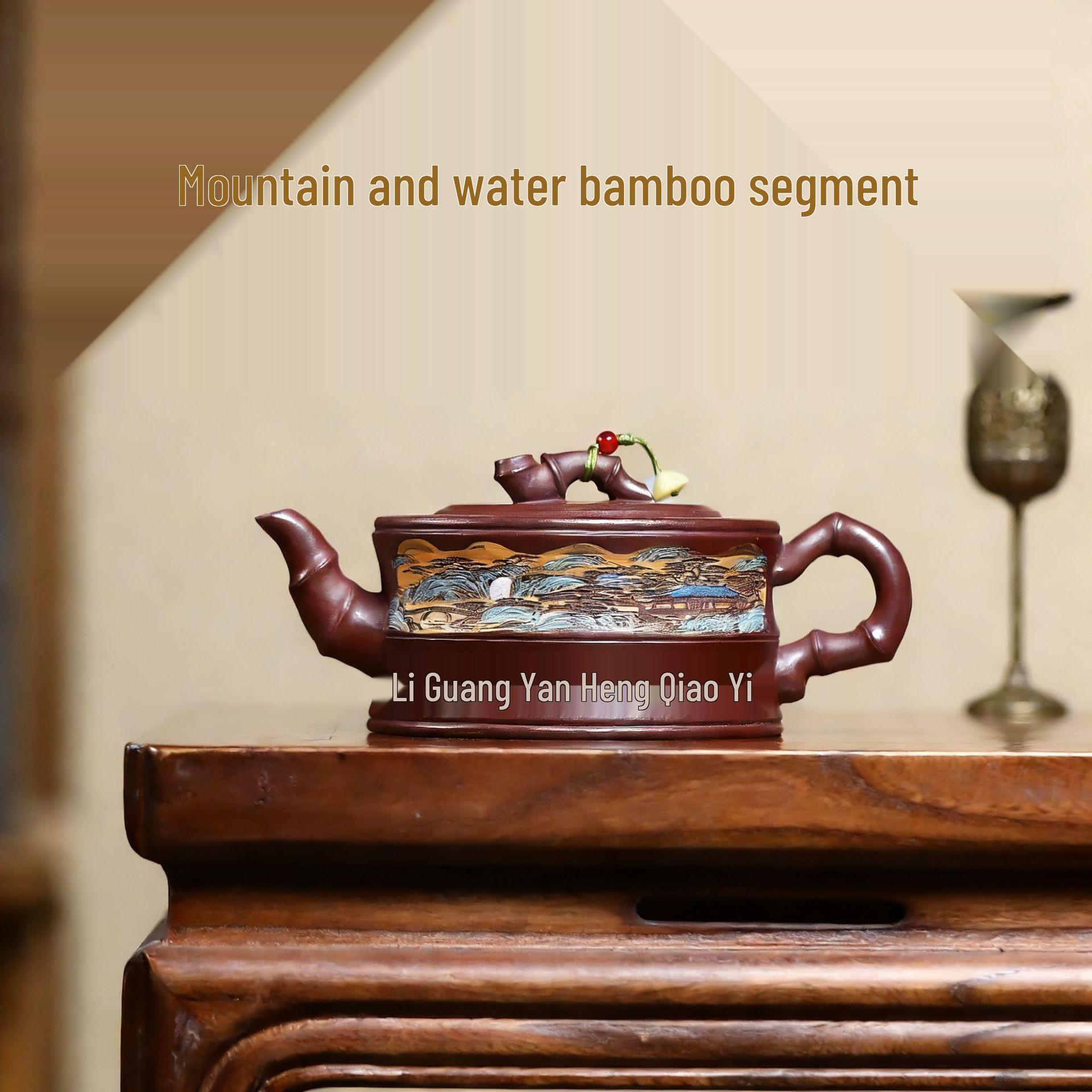 Handmade Yixing Zisha Teapot, Raw Red Clay, Color Engraved Bamboo Section, Landscape Design, Perfect for Home Tea Brewing. 350ml
Handmade Yixing Zisha Teapot, Raw Red Clay, Color Engraved Bamboo Section, Landscape Design, Perfect for Home Tea Brewing. 350ml