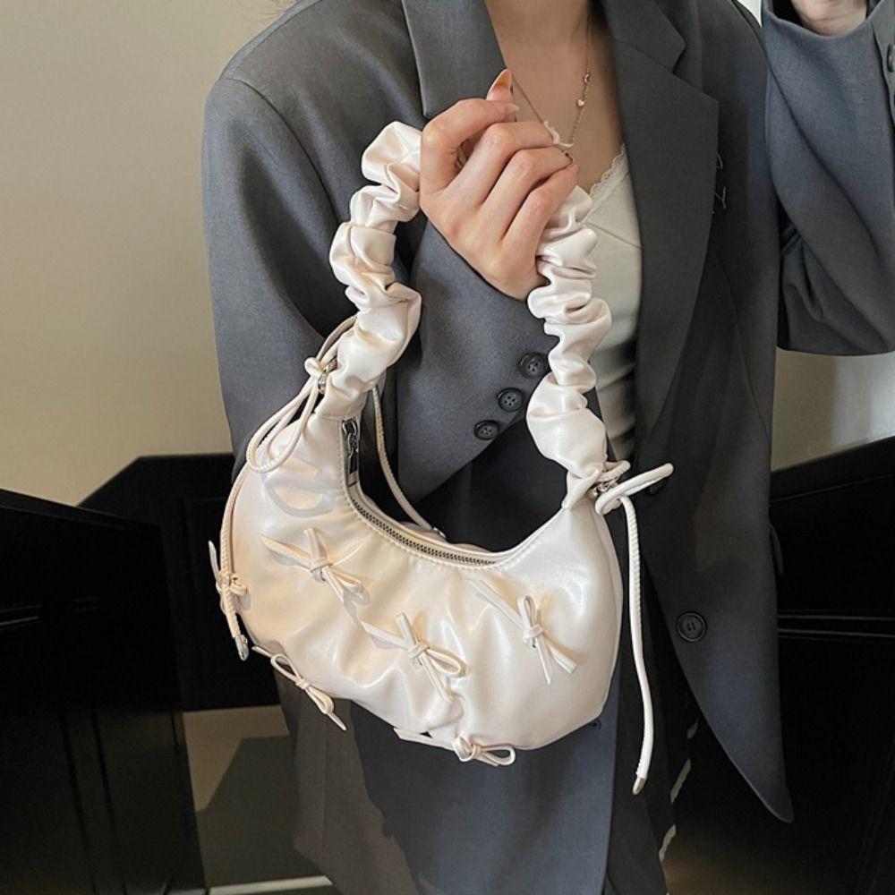 Bowknot Pleated Bow Tote Bag Sweet Dumplings Bag Solid Color Handbag Outdoor срібний
Bowknot Pleated Bow Tote Bag Sweet Dumplings Bag Solid Color Handbag Outdoor срібний