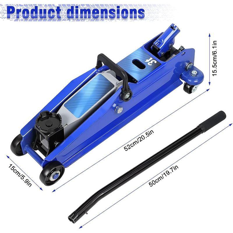 3 Ton Heavy Duty Hydraulic Floor Jack with Wheels, 6600 lbs Capacity, 5-15.2 Lift Range for Cars, Trucks, SUVs, Blue
3 Ton Heavy Duty Hydraulic Floor Jack with Wheels, 6600 lbs Capacity, 5-15.2 Lift Range for Cars, Trucks, SUVs, Blue