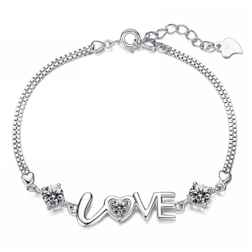 925 Silver Plated Love Heart Bracelet for Women with Double Diamonds Elegant Jewelry Gift
925 Silver Plated Love Heart Bracelet for Women with Double Diamonds Elegant Jewelry Gift