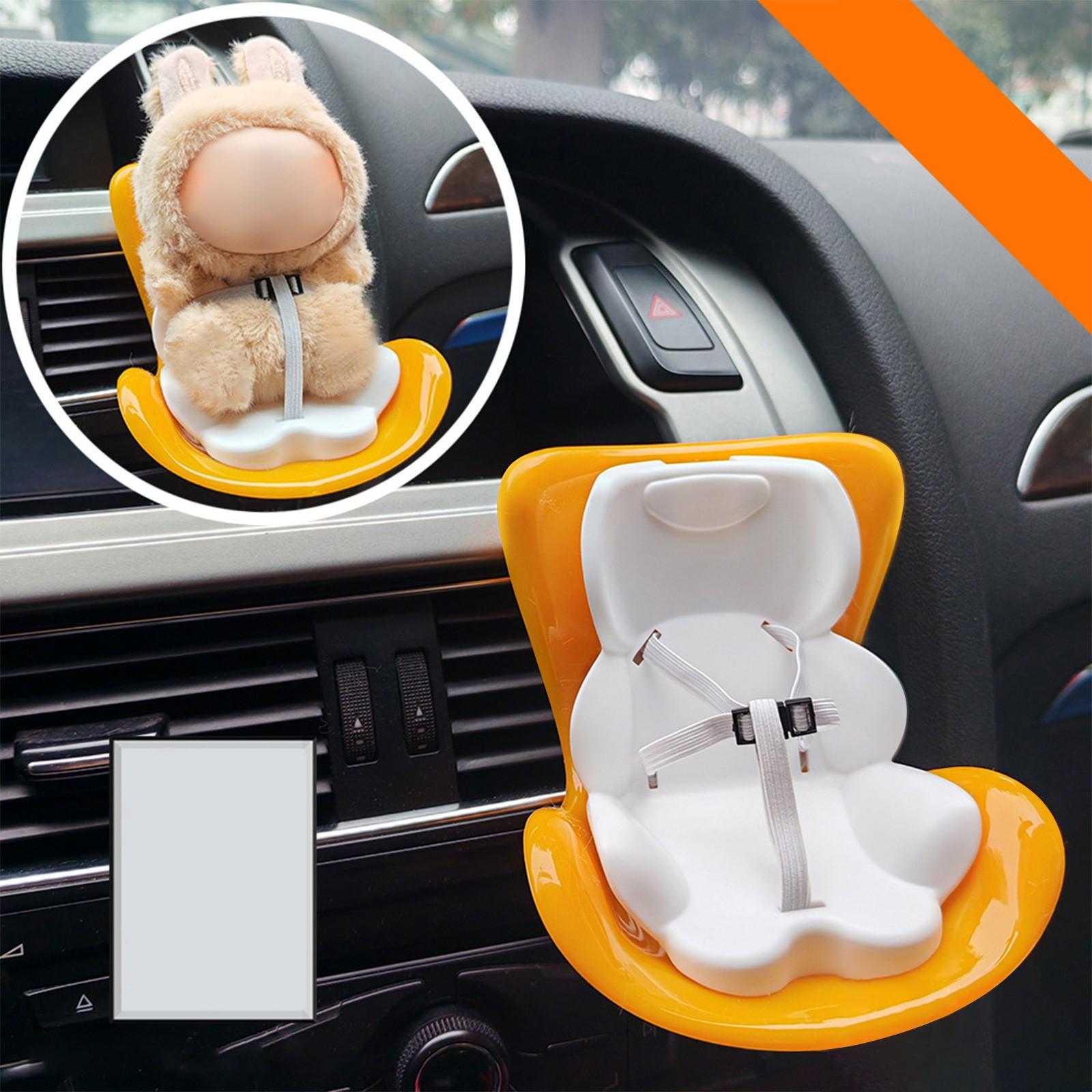 Кукольное автокресло с мягкой плюшевой подушкой, зажимом для вентиляции и настольной подставкой — милое и практичное украшение для машины для поклонников и коллекционеров кукол! One Size жёлтый