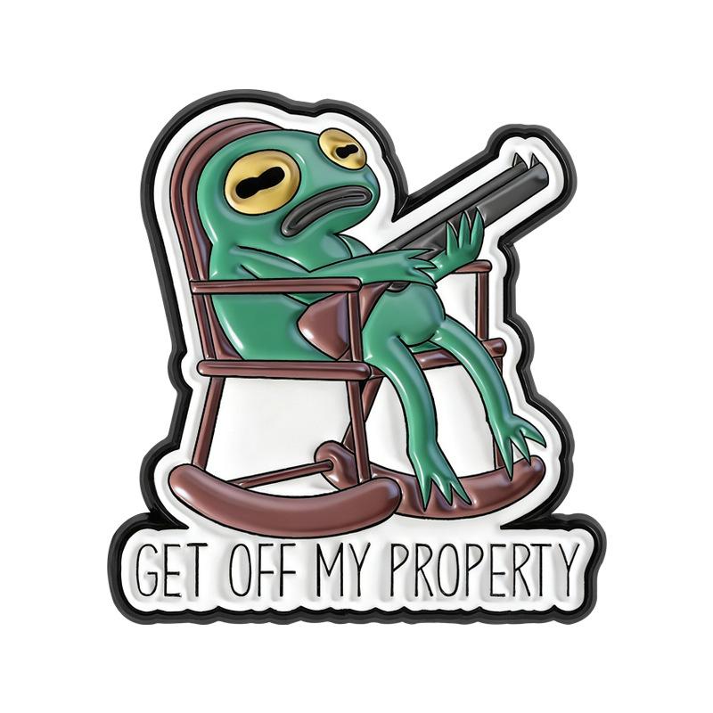 GET OFF MY PROPERTY Enamel Pins Cartoon Green Angry Frog in Chair Brooches Lapel Badges Funny Quotes Jewelry Gift for Friends
GET OFF MY PROPERTY Enamel Pins Cartoon Green Angry Frog in Chair Brooches Lapel Badges Funny Quotes Jewelry Gift for Friends