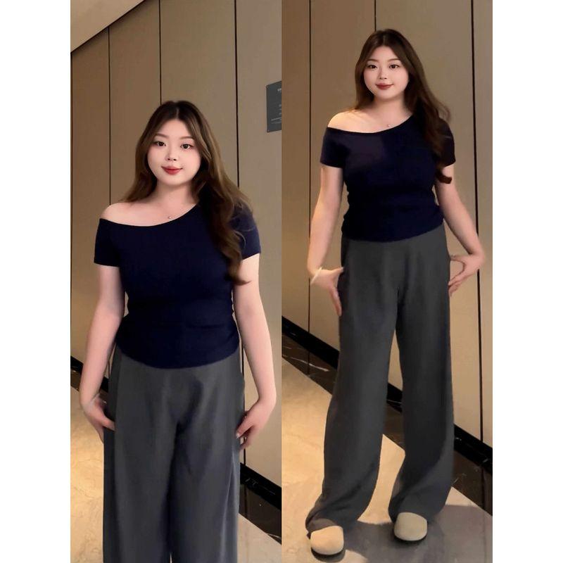 Plus Size Ladies Pure Desire Style Diagonal Collar Short Sleeve T-Shirt Women s Summer Sexy Stylish Silm Slimming and Shoulder Hollow Tops Fashion Dark Blue Short Sleeves M
Plus Size Ladies Pure Desire Style Diagonal Collar Short Sleeve T-Shirt Women s Summer Sexy Stylish Silm Slimming and Shoulder Hollow Tops Fashion Dark Blue Short Sleeves M