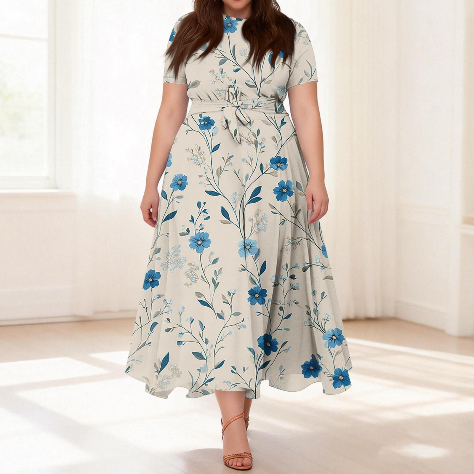 Women s Casual Fashion Plus Size Retro Floral Print Round Neck Short Sleeve Pocket Tie-Waist Dress XXXXL червоний
Women s Casual Fashion Plus Size Retro Floral Print Round Neck Short Sleeve Pocket Tie-Waist Dress XXXXL червоний