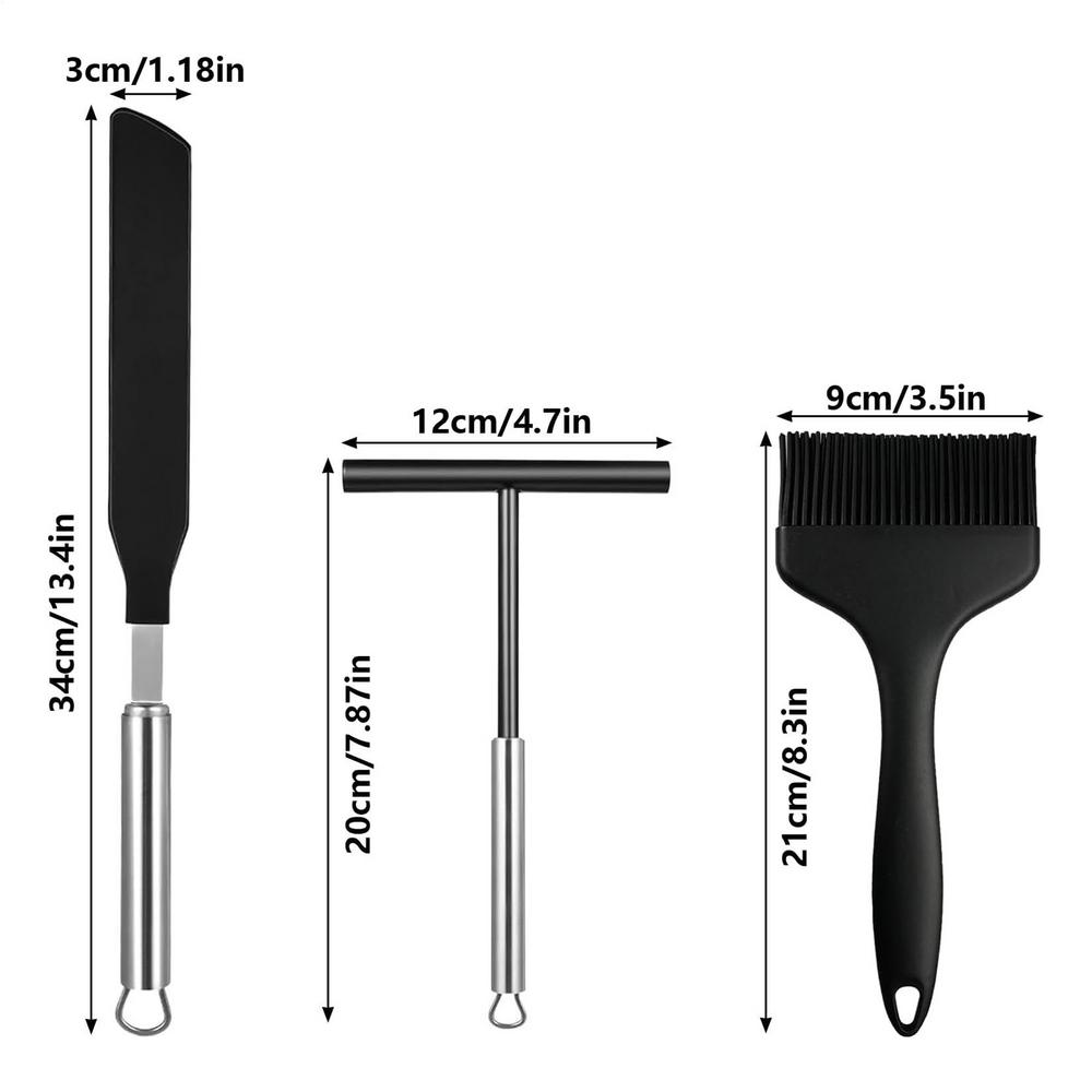 Crepe Spreader 3 Pieces Silicone Pancake Batter Maker Tool Heat-Resistant Baking Tools For Frying Sauteing Beginners Bakery чорний
Crepe Spreader 3 Pieces Silicone Pancake Batter Maker Tool Heat-Resistant Baking Tools For Frying Sauteing Beginners Bakery чорний