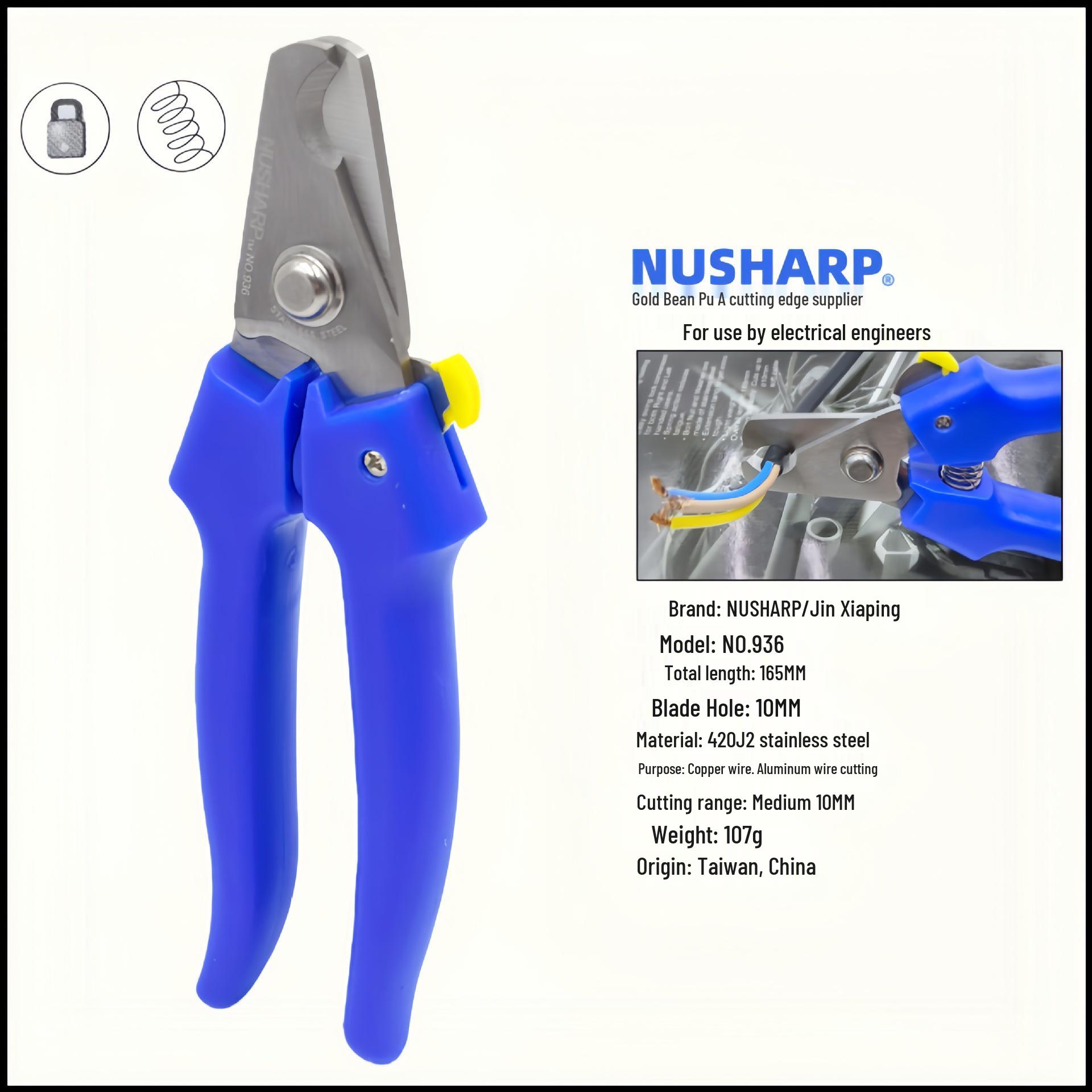 NUSHARP Japan Gold 936 Cable Cutter - Scissor-Type Wire Scissors 946/909
NUSHARP Japan Gold 936 Cable Cutter - Scissor-Type Wire Scissors 946/909
