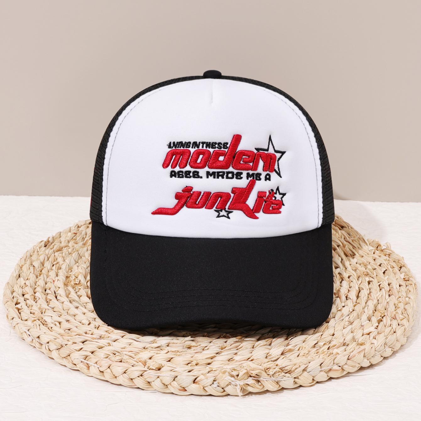 Spring and summer mesh hat with embroidered duck tongue hat, outdoor sunshade mesh, breathable baseball hat, truck driver hat
Spring and summer mesh hat with embroidered duck tongue hat, outdoor sunshade mesh, breathable baseball hat, truck driver hat