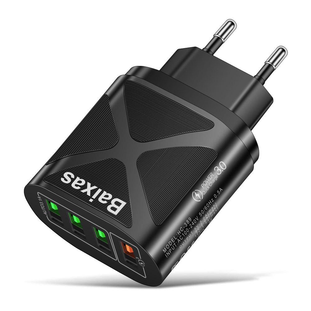 Multi-Port USB Fast Charger QC3.0, 4 Ports, 5V/9V/12V, Compatible with EU/US/UK/AU Standards
Multi-Port USB Fast Charger QC3.0, 4 Ports, 5V/9V/12V, Compatible with EU/US/UK/AU Standards