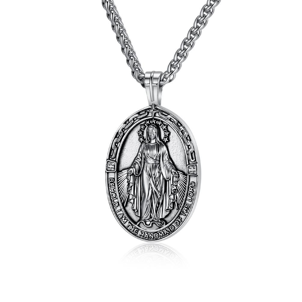 Vintage Punk Stainless Steel Virgin Mary Round Pendent Necklace for Men
Vintage Punk Stainless Steel Virgin Mary Round Pendent Necklace for Men