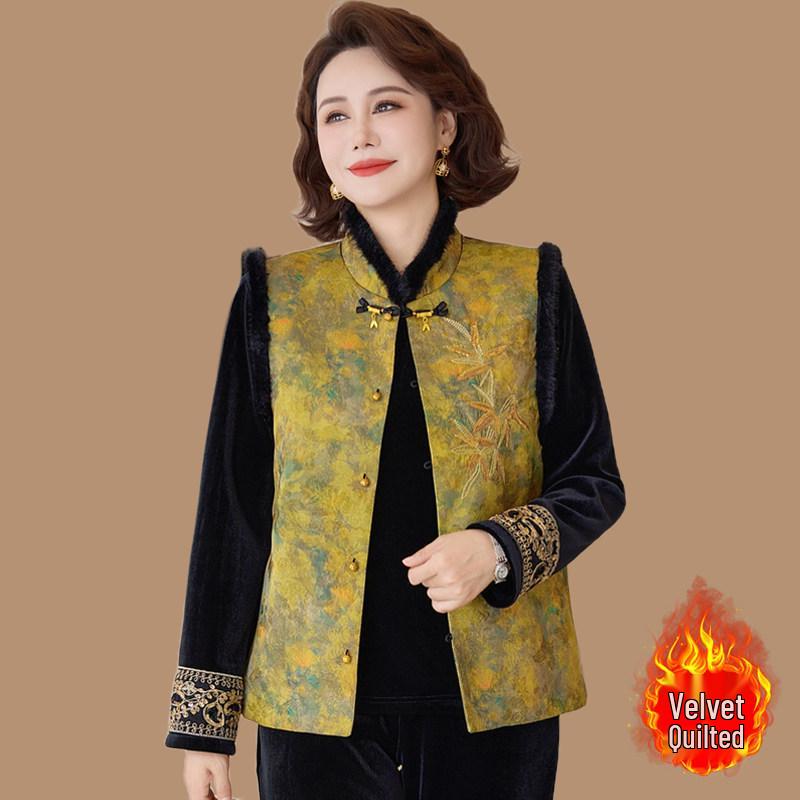 Stylish Fleece-Lined Chinese Padded Vest Set for Middle-Aged/Elderly Women - Plus Size, Autumn/Winter Collection 6XL 160-170 Jin
Stylish Fleece-Lined Chinese Padded Vest Set for Middle-Aged/Elderly Women - Plus Size, Autumn/Winter Collection 6XL 160-170 Jin