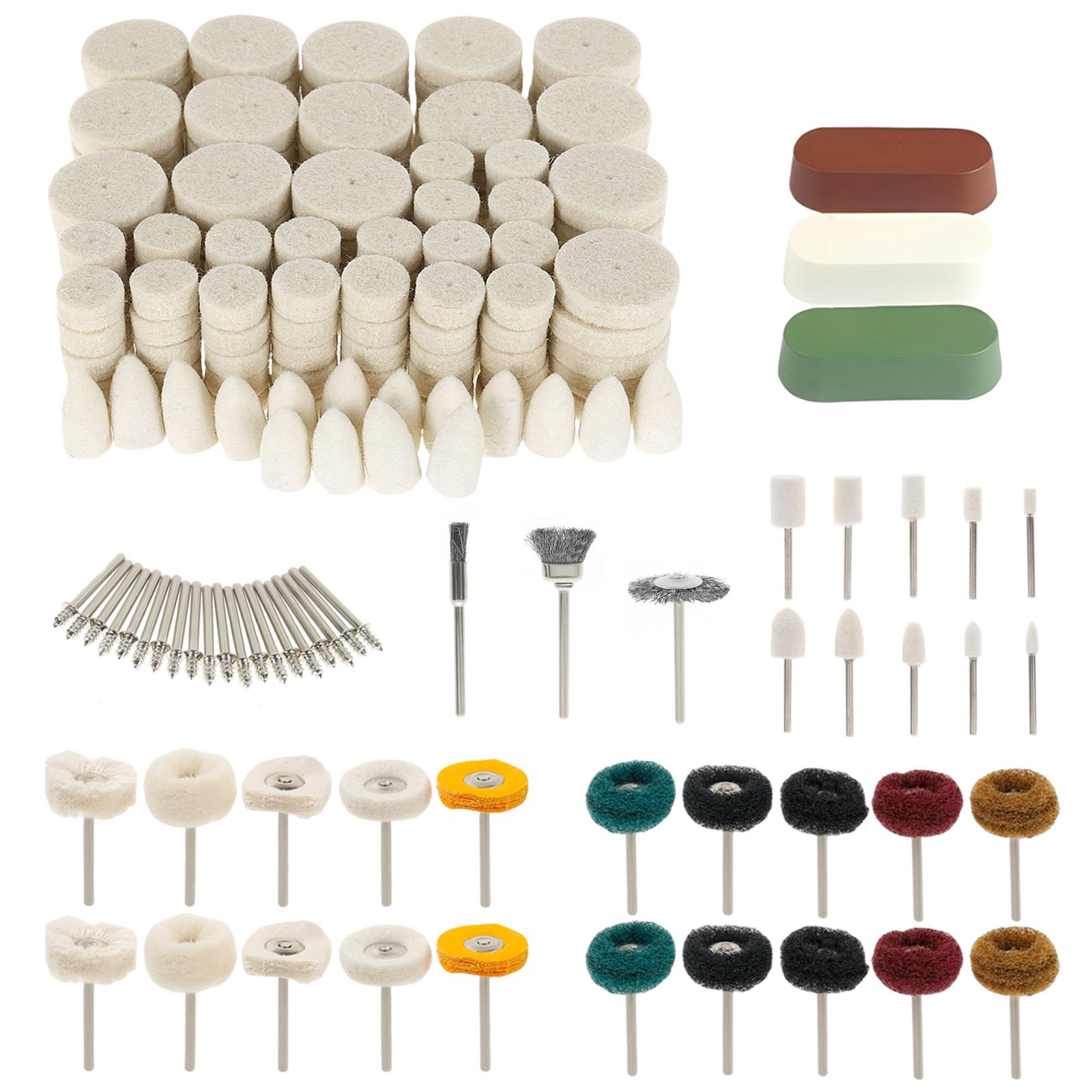 237Pcs Polishing Buffing Wheel Kit Felt Wool Pad Set with Polishing Compound 1/8 Shank for Watch Jewelry Metal Glass Polishing
237Pcs Polishing Buffing Wheel Kit Felt Wool Pad Set with Polishing Compound 1/8 Shank for Watch Jewelry Metal Glass Polishing