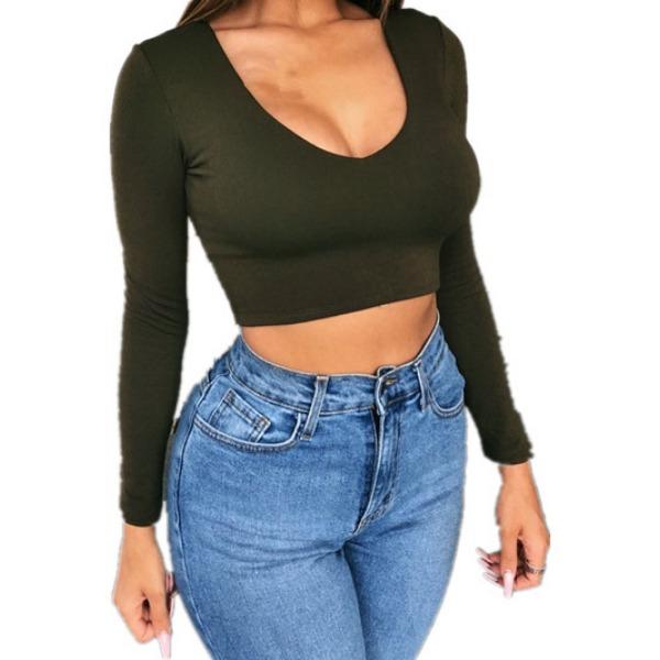 Однотонная футболка с V-образным вырезом, открытым пупком, облегающая, с длинными рукавами и коротким топом, демонстрирующая хорошую фигуру XL армия зеленый
Однотонная футболка с V-образным вырезом, открытым пупком, облегающая, с длинными рукавами и коротким топом, демонстрирующая хорошую фигуру XL армия зеленый