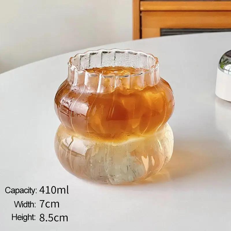 Ins Style Креативные стеклянные чашки, термостойкая посуда для напитков, прозрачная кружка для чая, сока, молока, кофе, стаканы для воды, полосатая кружка 1PC