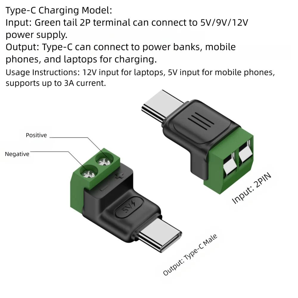 Безпаяный Штекер USB C на 2-контактный клеммный адаптер Type-C на 2-контактный винтовой обжимной клеммный блок Зеленый 5В Разъем для зарядки
Безпаяный Штекер USB C на 2-контактный клеммный адаптер Type-C на 2-контактный винтовой обжимной клеммный блок Зеленый 5В Разъем для зарядки