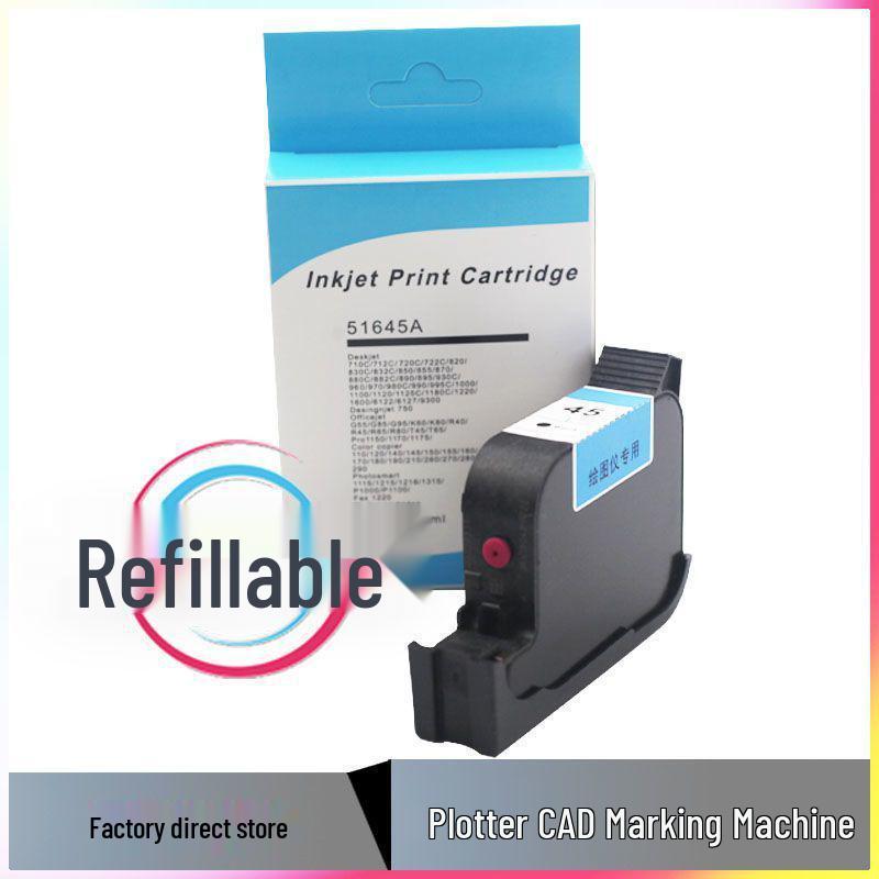 Refillable HP45 Ink Cartridges for Clothing CAD Plotters and Label Printers, Easy and Continuous Refilling.
Refillable HP45 Ink Cartridges for Clothing CAD Plotters and Label Printers, Easy and Continuous Refilling.