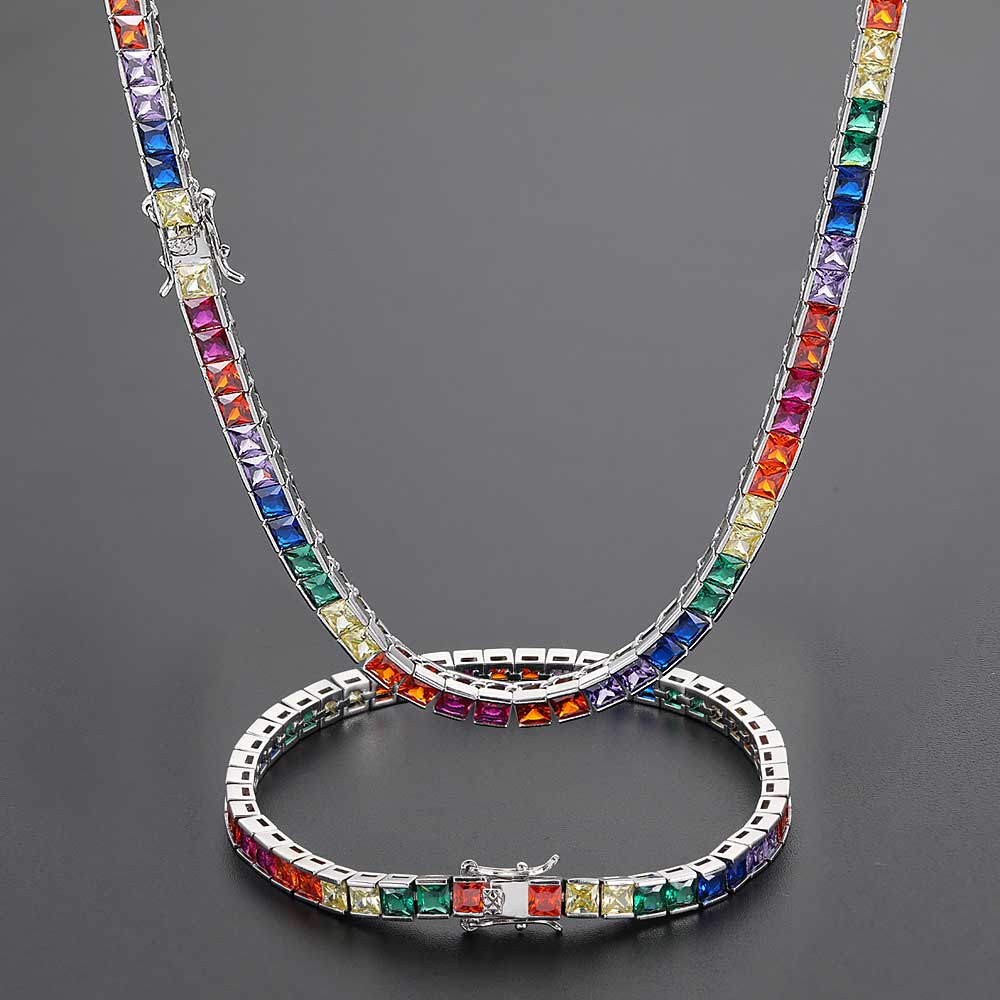 Iced Rainbow Colorful Tennis Necklace Gold Plated Square Cubic Zirconia Tennis Chain Cuban Link Dainty Jewelry Gift 7in(17.78cm)Bracelet
Iced Rainbow Colorful Tennis Necklace Gold Plated Square Cubic Zirconia Tennis Chain Cuban Link Dainty Jewelry Gift 7in(17.78cm)Bracelet