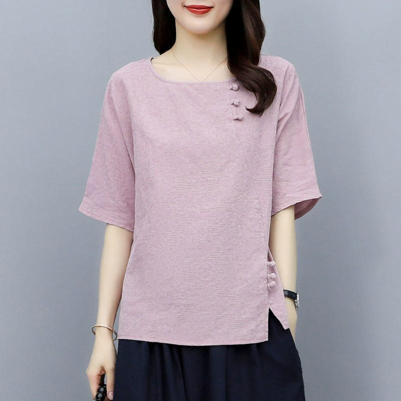 Cotton Women s T-shirt Short-sleeved Summer Large Size Loose and Thin Casual Disc Buckle Linen Top 4XL рожевий
Cotton Women s T-shirt Short-sleeved Summer Large Size Loose and Thin Casual Disc Buckle Linen Top 4XL рожевий