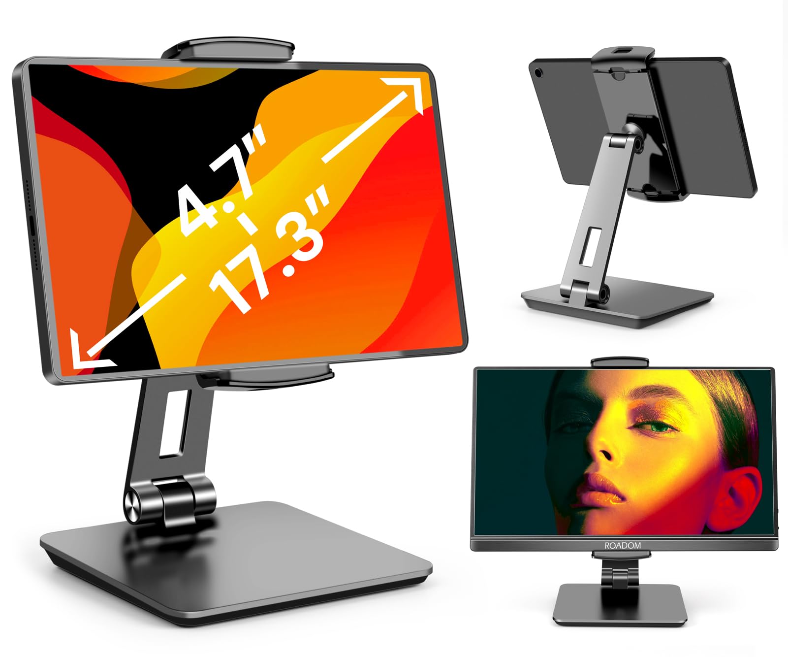ROADOM Tablet iPad Mobile Monitor Smartphone Adjustable Compatible with Tabletop Made of Aluminum Work from Online Compatible with Stand, Stand, чорний
ROADOM Tablet iPad Mobile Monitor Smartphone Adjustable Compatible with Tabletop Made of Aluminum Work from Online Compatible with Stand, Stand, чорний