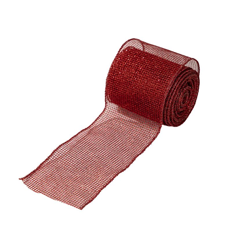 5 м Рождественская крафтовая лента Льняная тканая тесьма Красная сетчатая атласная лента Праздничная лента для изготовления бантов красный