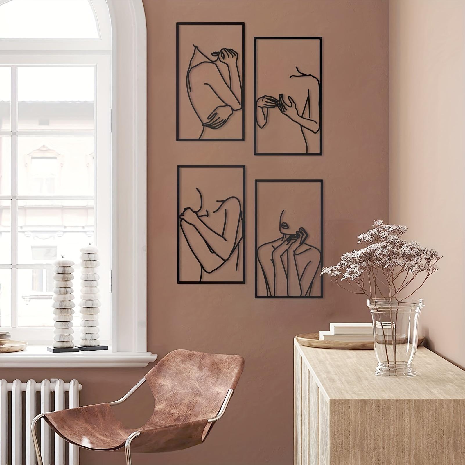 4 Pcs Black Metal Wall Art Decor, Minimalist Abstrct Elegant Woman Line Drawing Decoration, Single Line Home Hanging Wall Art
4 Pcs Black Metal Wall Art Decor, Minimalist Abstrct Elegant Woman Line Drawing Decoration, Single Line Home Hanging Wall Art
