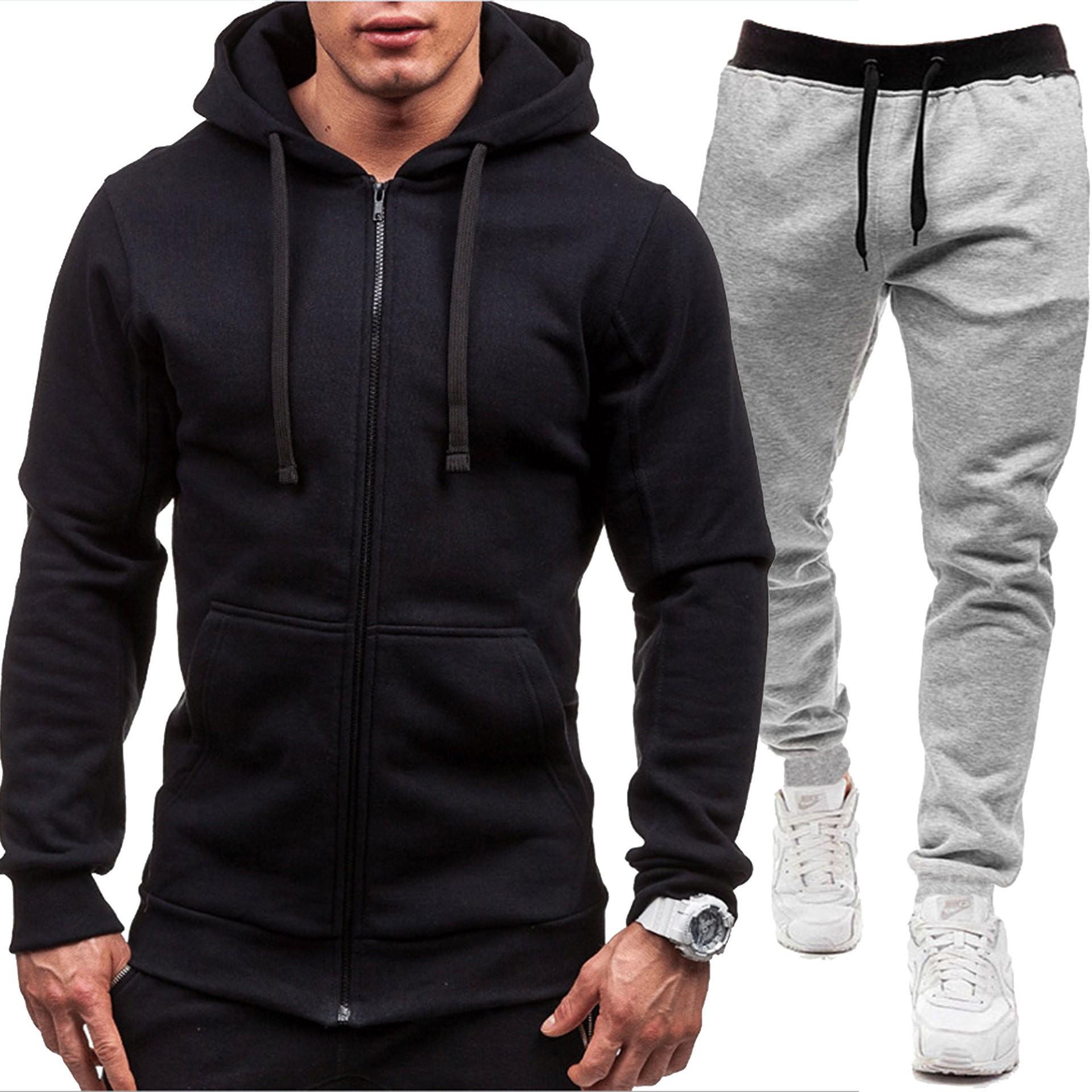 Men s Casual Sweatshirt Zipper Hooded Jacket Solid Color Cardigan Sports Set L чёрный
Men s Casual Sweatshirt Zipper Hooded Jacket Solid Color Cardigan Sports Set L чёрный