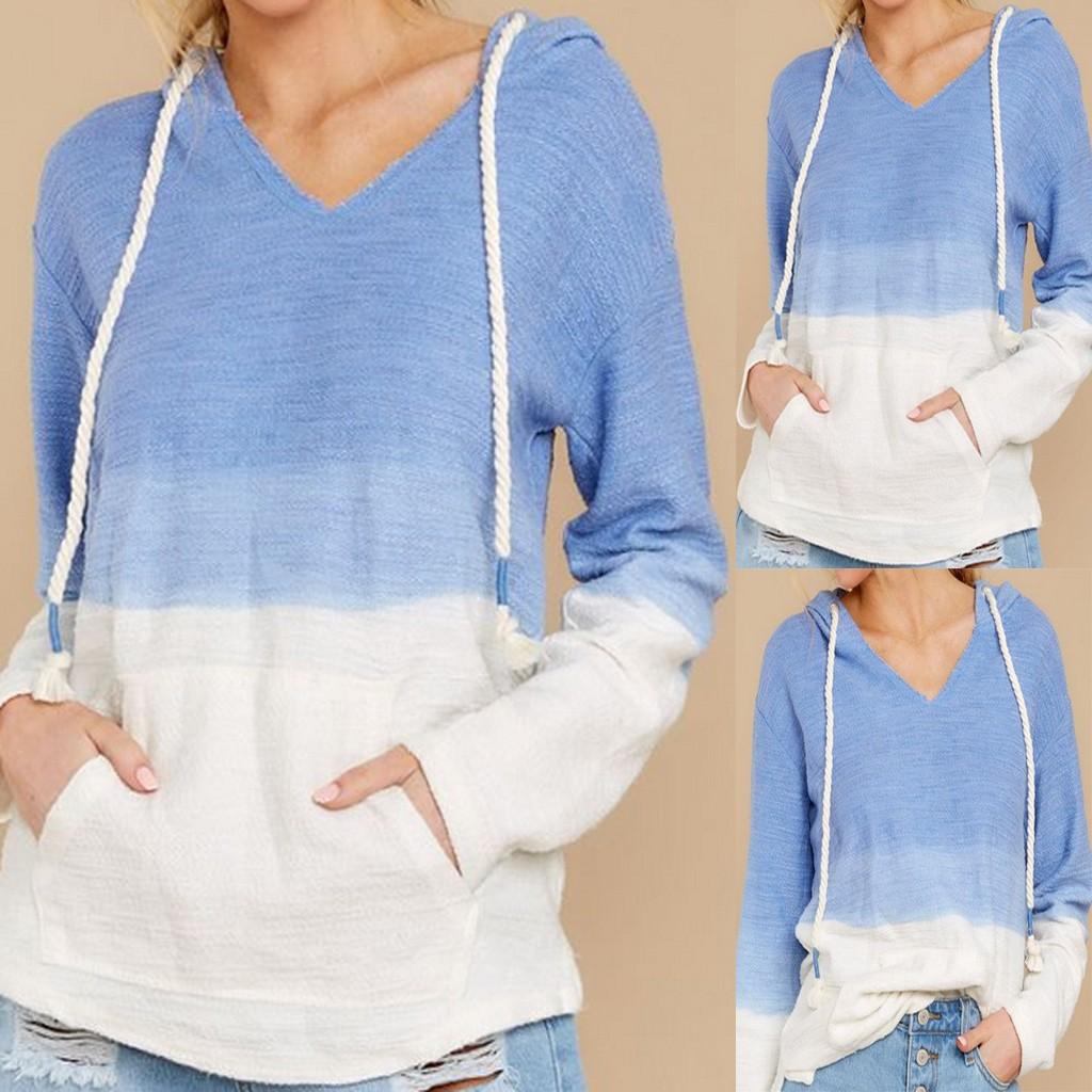 Женская женская футболка с длинным рукавом и v-образным вырезом с градиентным принтом, туника, блузка 
Женская женская футболка с длинным рукавом и v-образным вырезом с градиентным принтом, туника, блузка