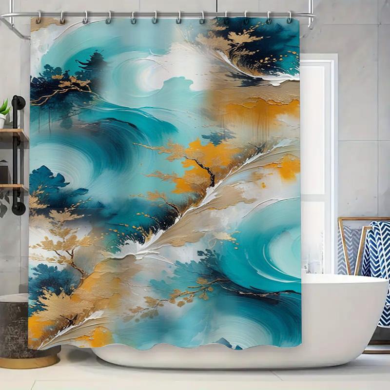 Modern Style Shower Curtain With Blue Gold Abstract Design For Bathroom Decor Waterproof Bath Mat Set, Perfect Gift Idea (Size: W60H190(CM)-1 Pcs
Modern Style Shower Curtain With Blue Gold Abstract Design For Bathroom Decor Waterproof Bath Mat Set, Perfect Gift Idea (Size: W60H190(CM)-1 Pcs