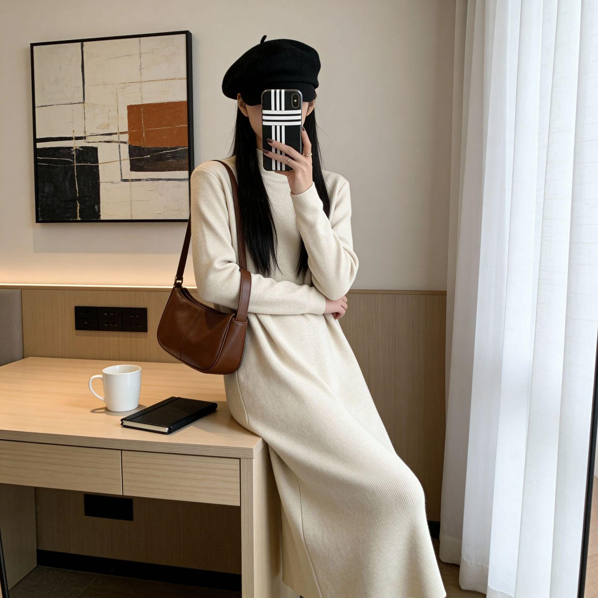 Petite Half-High Collar Knit Sweater Dress for Women - Autumn/Winter Base Layer Medium брудно-білий
Petite Half-High Collar Knit Sweater Dress for Women - Autumn/Winter Base Layer Medium брудно-білий