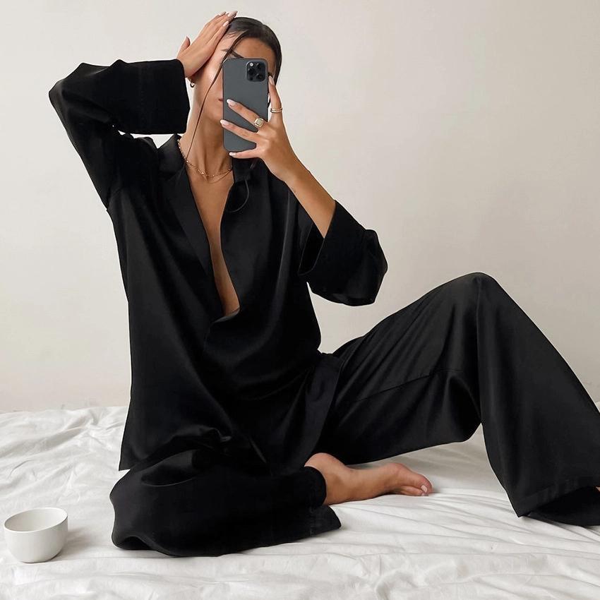 Spring Women s Pajamas Set Long Sleeve Silk Feel Shirt Lightweight Pants Two Piece Sleepwear Home Clothes XL сірий
Spring Women s Pajamas Set Long Sleeve Silk Feel Shirt Lightweight Pants Two Piece Sleepwear Home Clothes XL сірий