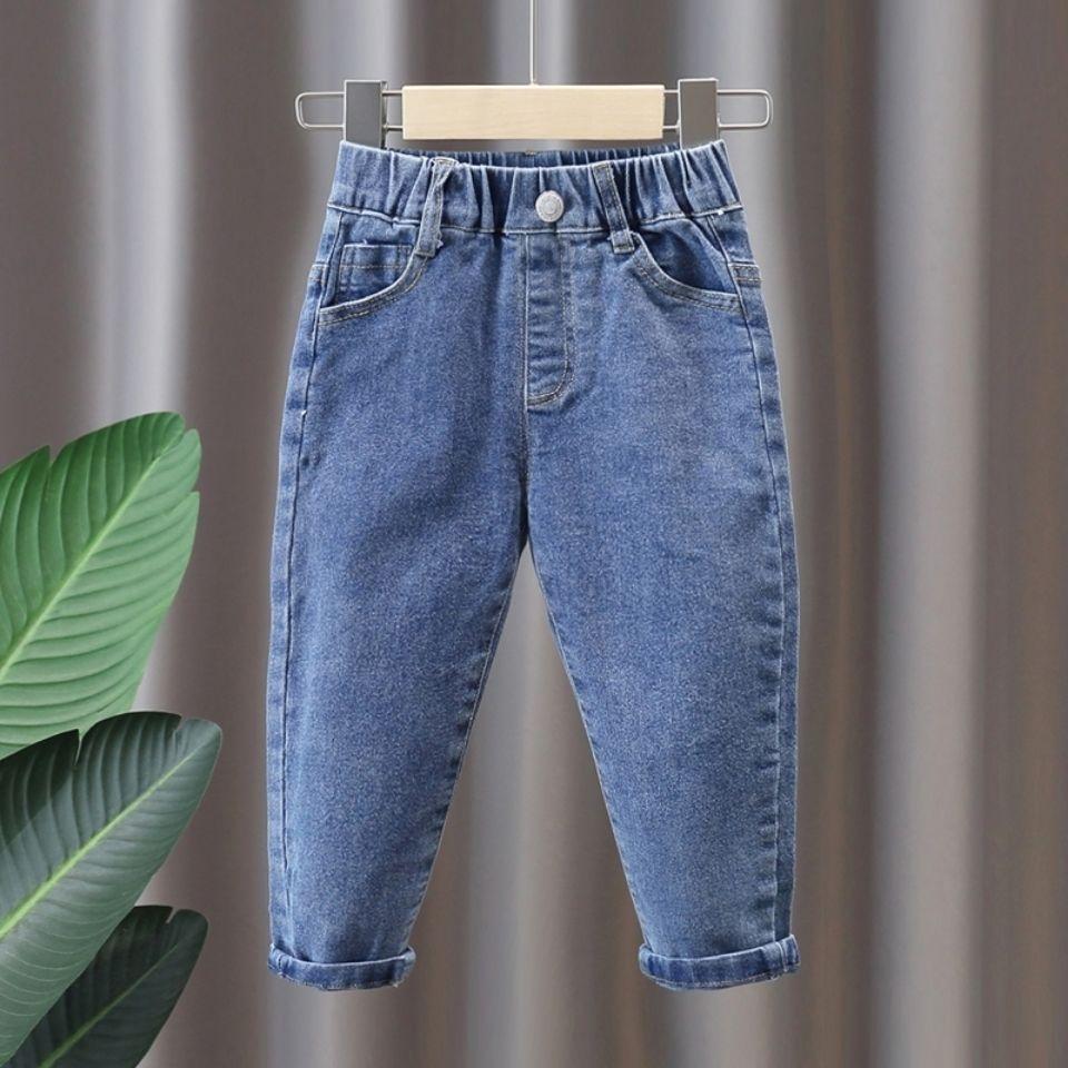 Джинсы для мальчиков Весенние и осенние эластичные узкие брюки Повседневные брюки Весенняя одежда Брюки в западном стиле 100 синий