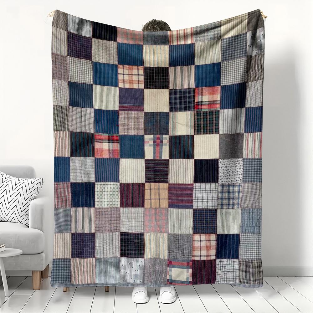 Vintage Plaid Patchwork Flannel Blanket, Retro Checkered Throw, Soft Cozy for Rustic Home Decor, Warm Sofa Couch Gift 75x90cm
Vintage Plaid Patchwork Flannel Blanket, Retro Checkered Throw, Soft Cozy for Rustic Home Decor, Warm Sofa Couch Gift 75x90cm