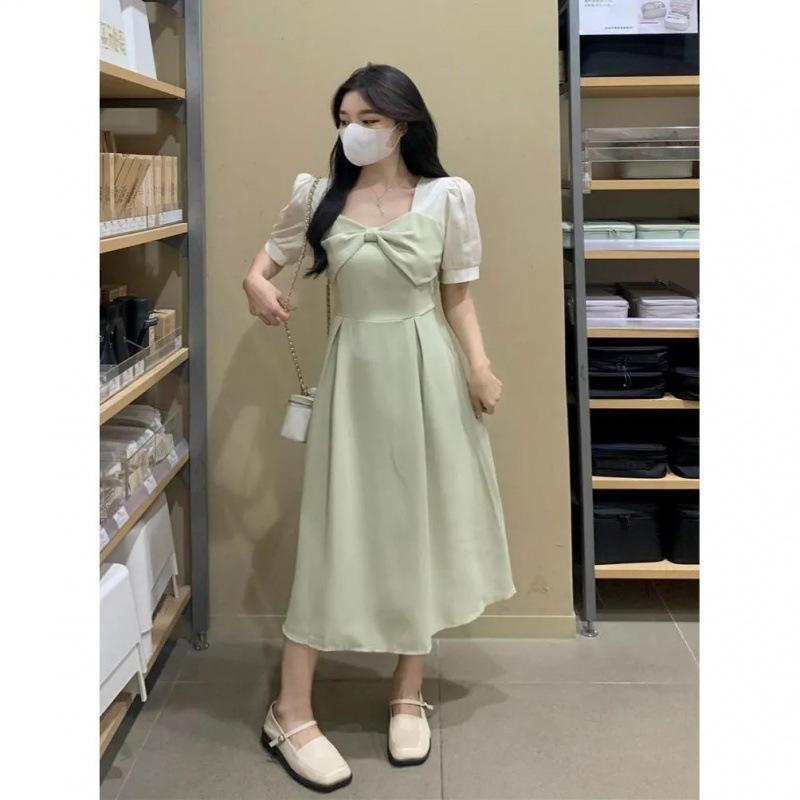 Large size dress summer dress new bow splicing temperament medium and long dress 4XL
Large size dress summer dress new bow splicing temperament medium and long dress 4XL