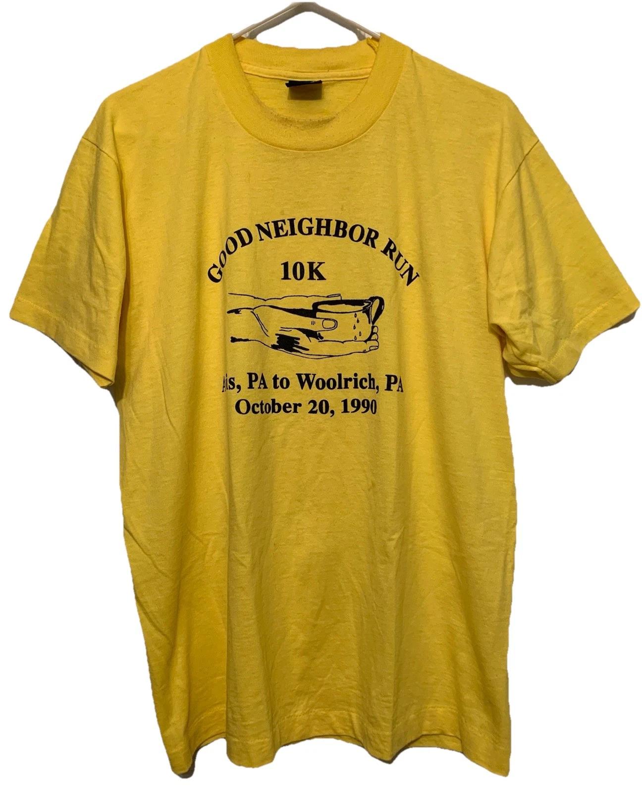 Vintage 1990 Good Neighbor Run 10K Road Race T-Shirt L Avis Woolrich PA 2XL
Vintage 1990 Good Neighbor Run 10K Road Race T-Shirt L Avis Woolrich PA 2XL