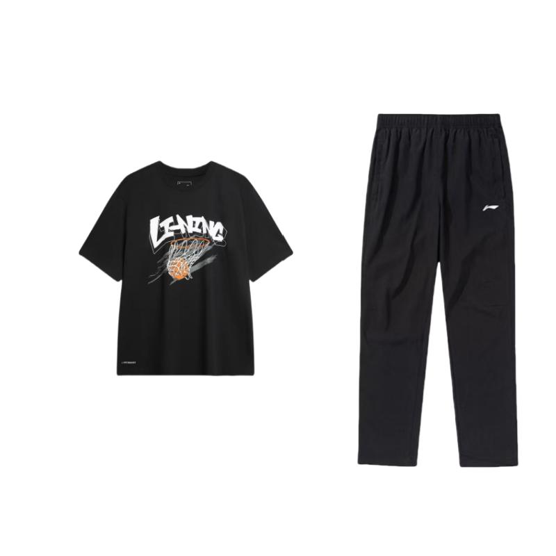 Li Ning Letter Print Round Neck Pullover Short Sleeve T-Shirt Straight Leg Breathable Quick Dry Long Pants Casual Sports Suit AHSU671-1+AYKT413-1 XL
Li Ning Letter Print Round Neck Pullover Short Sleeve T-Shirt Straight Leg Breathable Quick Dry Long Pants Casual Sports Suit AHSU671-1+AYKT413-1 XL